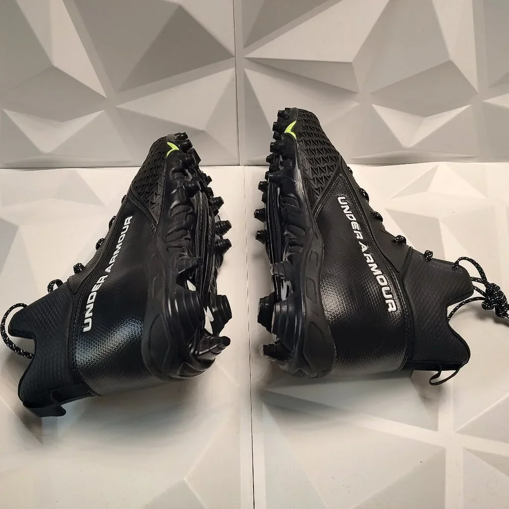 Under Armour Mens Football Cleat 16 Black White Shoe Lacrosse Spine Hammer - Picture 5 of 12
